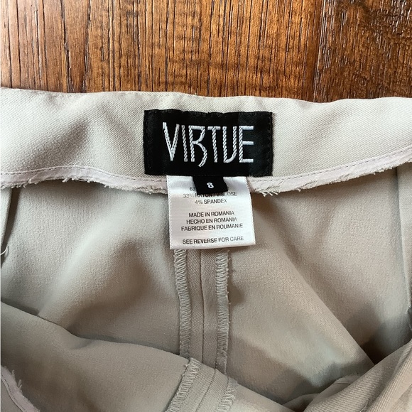 LADIES LIGHT TAN COTTON PANTS SIZE 8. VIRTUE. - Picture 2 of 6
